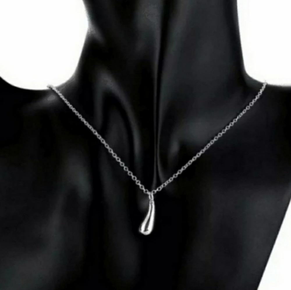 New Dainty Silver Teardrop Necklace - Picture 8 of 16